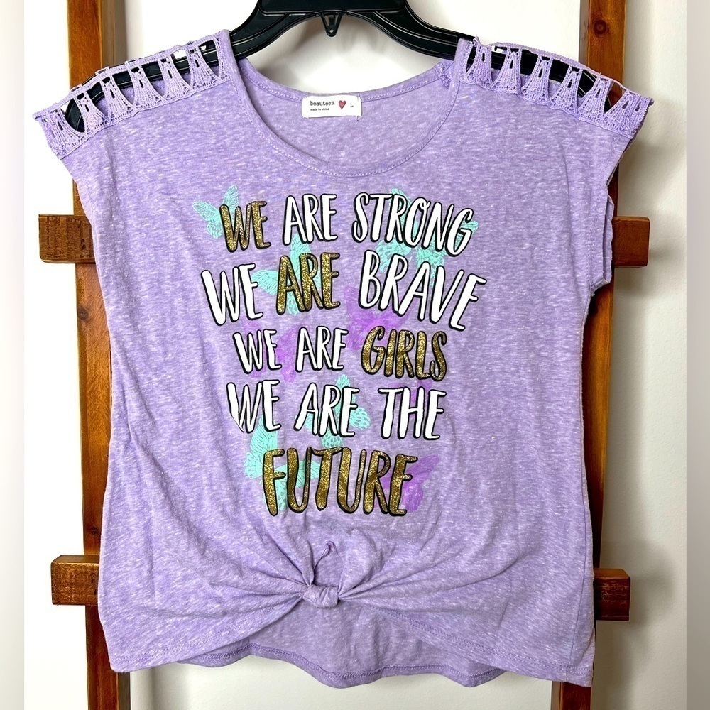 Girls large Beautees front tie short sleeve top